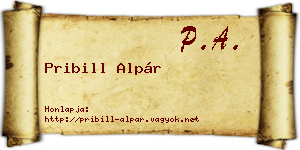 Pribill Alpár névjegykártya